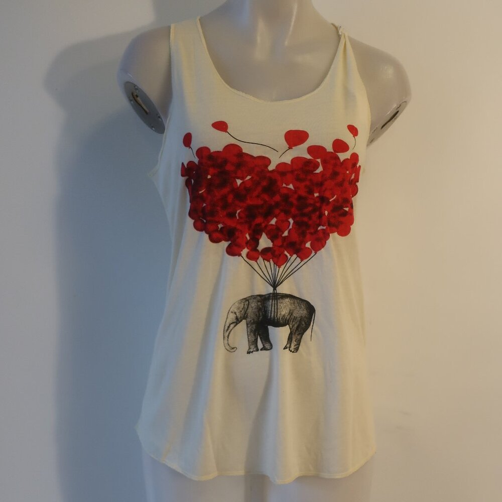 NWT Womens Tina Demel Cream Elephant Balloon Tank Top L